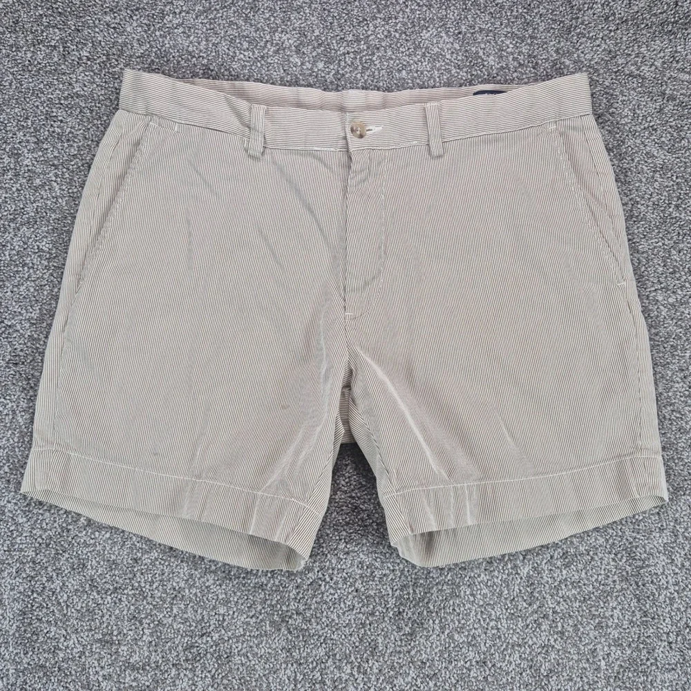 Polo Ralph Lauren Shorts Mens 34 Tan Seersucker Stripe Classic Fit 6